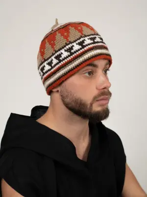 Шапка вязаная для бани Woodson Viking, орнамент, без косичек (коричневый)