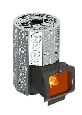 Фото Дровяная банная печь Grill'D Violet Steel Long Window Max в магазине Woodson