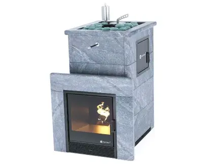 Фото Печь «Сочи» М2 в полноценном кожухе с открытым верхом  Талькохлорит в магазине Woodson