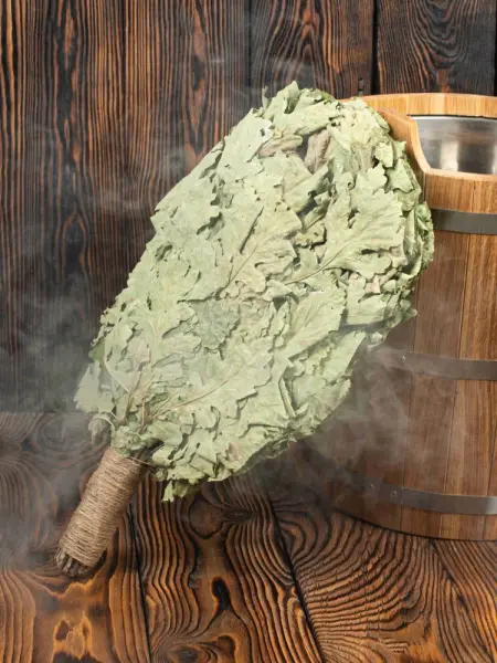 Веник для бани Woodson Премиум, кавказский дуб с обмоткой Веник для бани Woodson Премиум, кавказский дуб с обмоткой