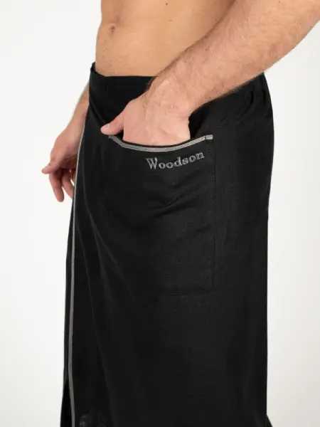 Килт мужской Woodson, чёрный лён с серой полосой (54-58)