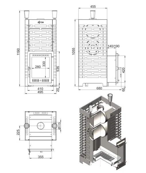 Фото Печь для бани ASTON 30 INOX (320М) в магазине Woodson