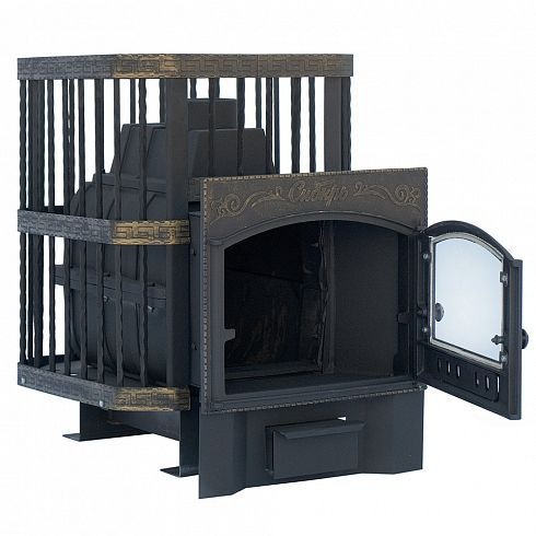 Фото Печь банная чугунная "Сибирь-24". Каминная дверца "Сибирь" (Сетка) в магазине Woodson