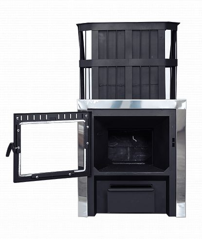 Фото Печь банная "Сибирь" с закрытой каменкой. Панорамная дверца в магазине Woodson