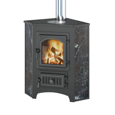 Фото Печь-Камин ВЕЗУВИЙ ПК-01 (220) угловой, амфиболит с конфоркой 9 кВт (150 м3) Ø 115мм в магазине Woodson Фото Печь-Камин ВЕЗУВИЙ ПК-01 (220) угловой, амфиболит с конфоркой 9 кВт (150 м3) Ø 115мм в магазине Woodson