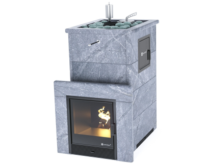 Фото Печь «Геленджик» М2 в полноценном кожухе с открытым верхом Талькохлорит в магазине Woodson