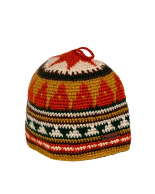 Шапка вязаная для бани Woodson Викинг, орнамент, без косичек, оранжевый