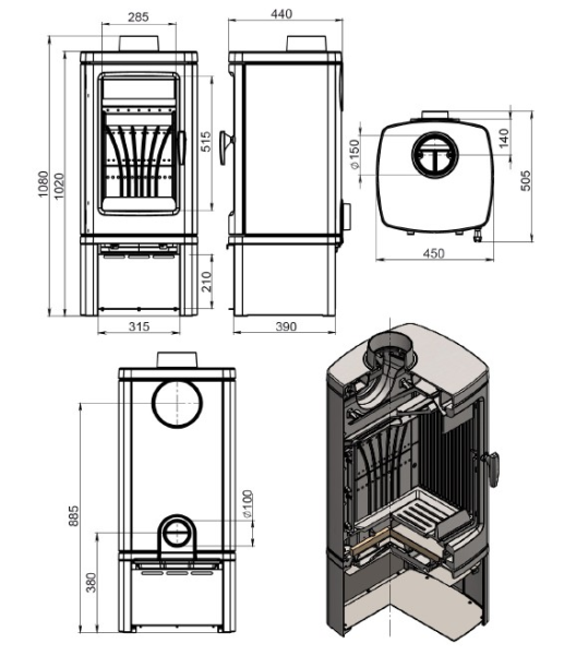 Фото Печь-камин EVEREST H12М в магазине Woodson