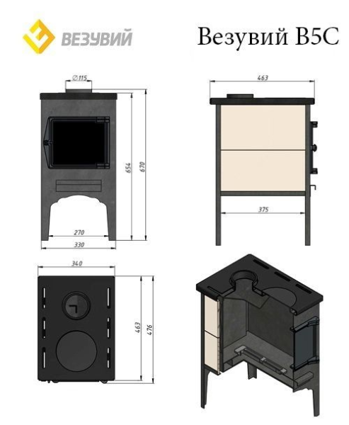 Фото Печь отопительная Везувий В5С в магазине Woodson Фото Печь отопительная Везувий В5С в магазине Woodson