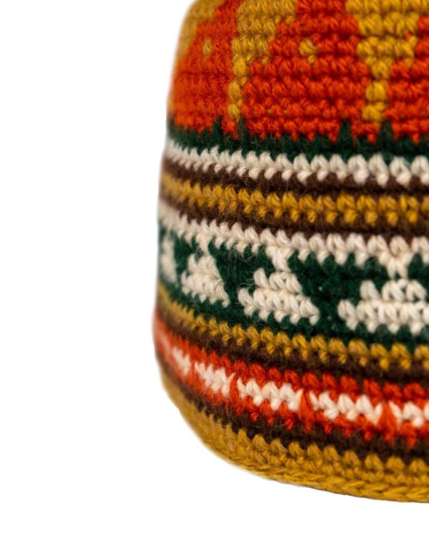 Шапка вязаная для бани Woodson Викинг, орнамент, без косичек, оранжевый