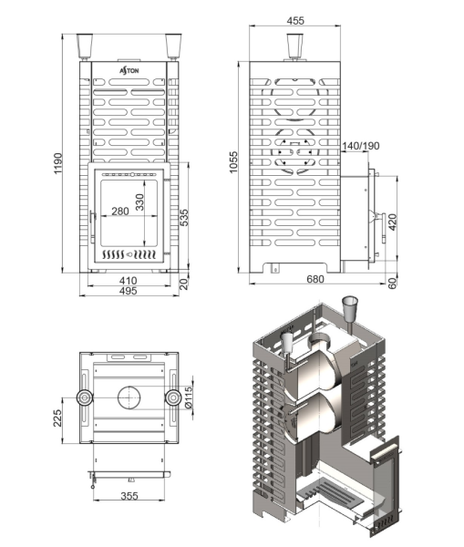 Фото Печь для бани ASTON 30 INOX (320М) в магазине Woodson