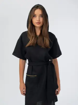 Платье банное Woodson, чёрный лён (48)